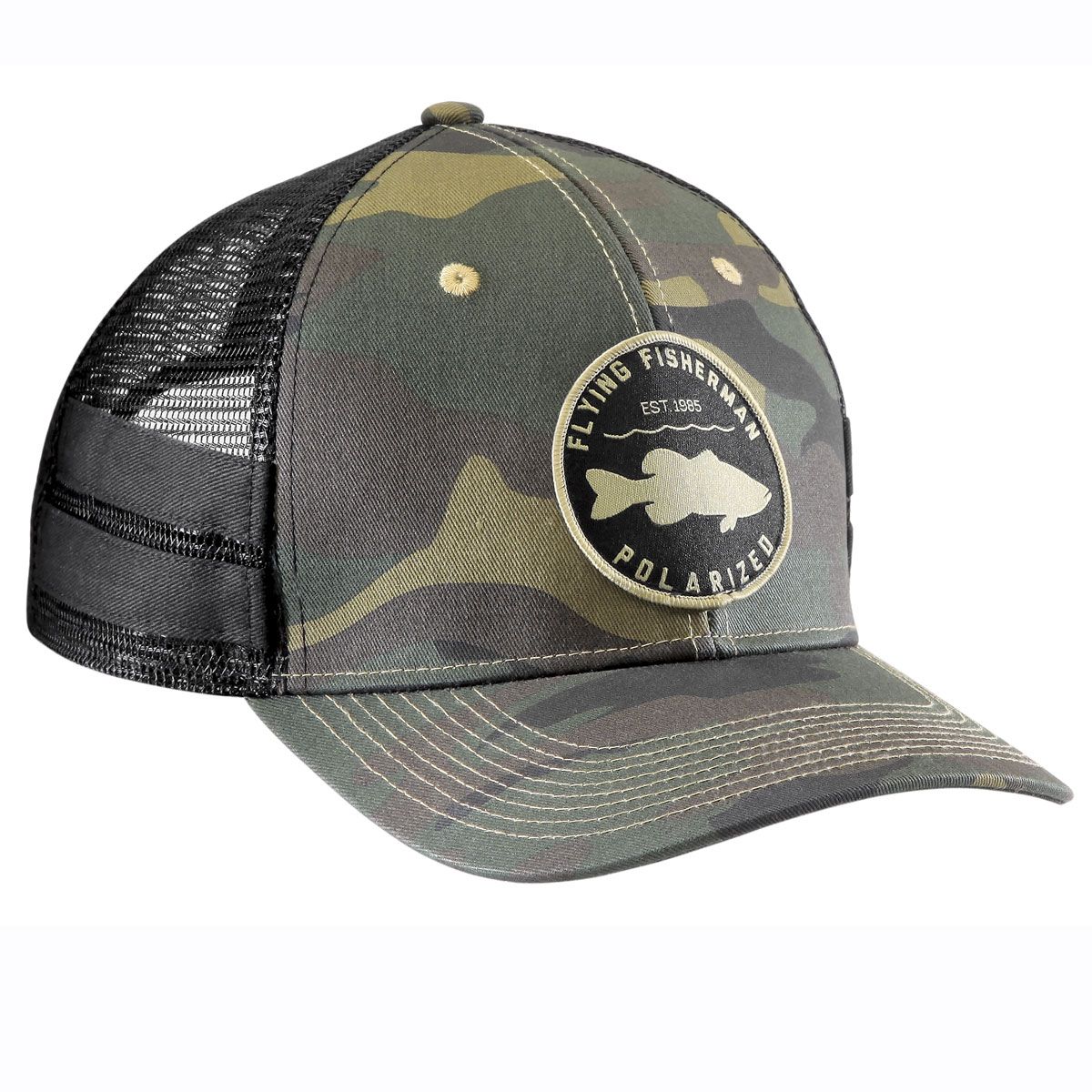 Bass Patch Trucker Hat Camo H1787 Flying Fisherman