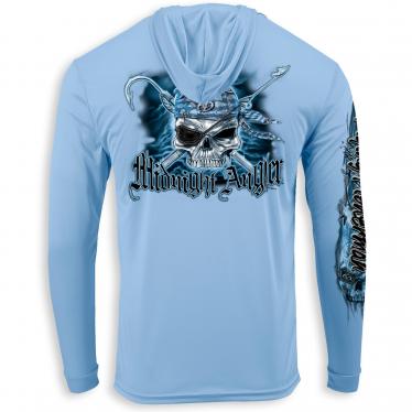 Pirate Skull Performance Hoodie Shirt Blue Mist TL1417B
